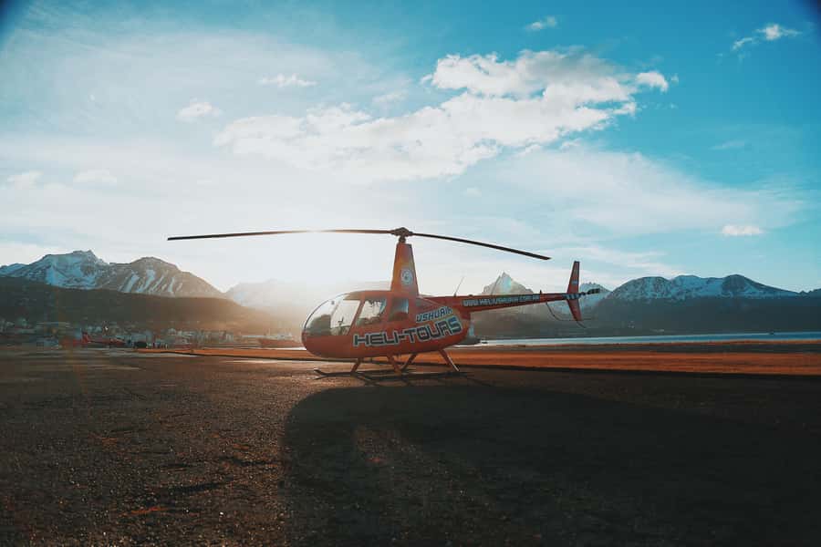 Emerald Lagoon Helicopter seeing - Crossing Ushuaia Bay toward the Olivia River Valley