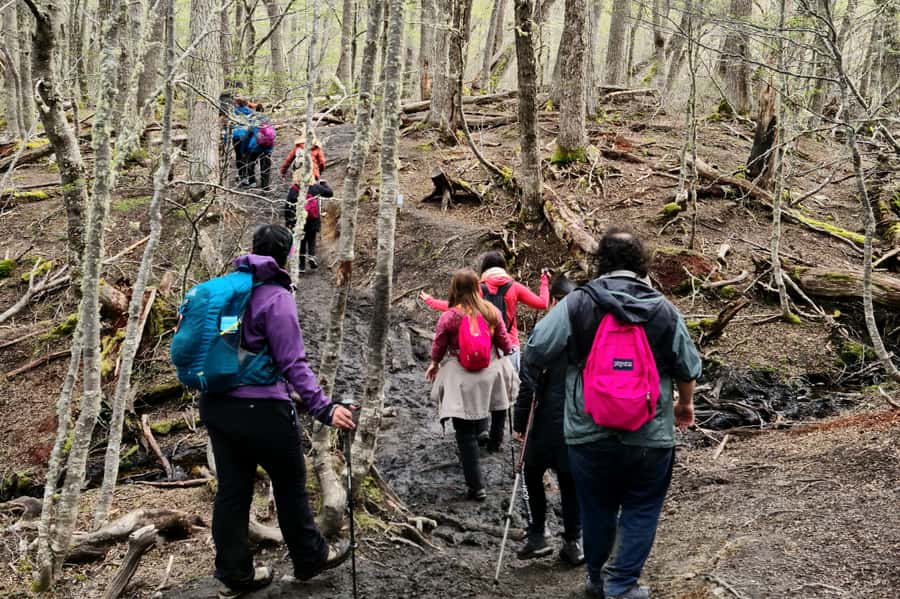 Trekking to Emerald Lagoon - Crossing peat bogs and rocky ground