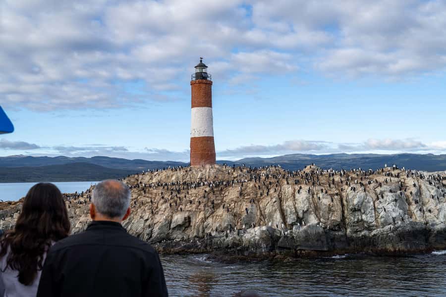 USHUAIA | Navigation: Sea Lions, Birds and Lighthouse - The return view toward Ushuaia